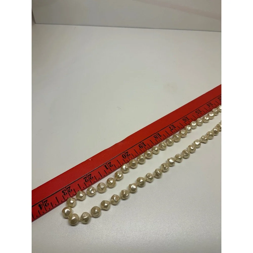 Vintage Style Cream Faux Pearl Rope Necklace 48 Inch Continuous Strand